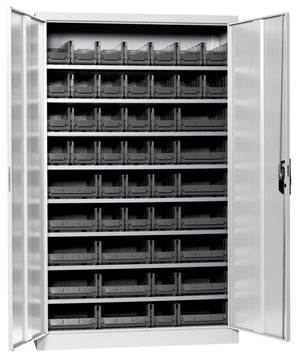 Flügeltürenschrank Lagerbox-FLGTRSHRNK-VOLLBL-SLB-FB523-BOX-RAL7035 Verpackungsinhalt 1 Einheit