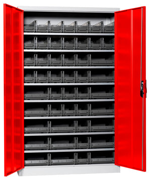 Flügeltürenschrank Lagerbox-FLGTRSHRNK-VOLLBL-SLB-FB523-BOX-RAL3020 Verpackungsinhalt 1 Einheit