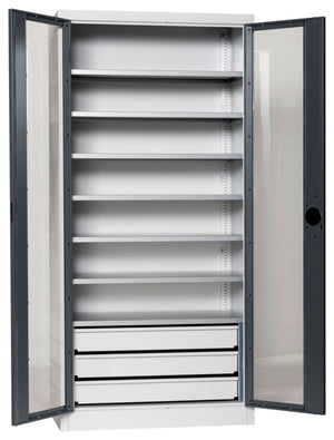 Flügeltürenschrank Lagerbox-FLGTRSHRNK-SICHTF-SLB-FB520S-RAL7016 Verpackungsinhalt 1 Einheit