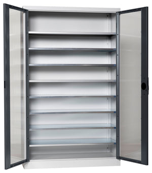 Flügeltürenschrank Lagerbox-FLGTRSHRNK-SICHTF-SLB-FB521-RAL7016 Verpackungsinhalt 1 Einheit