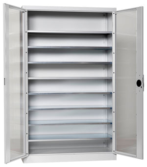 Flügeltürenschrank Lagerbox-FLGTRSHRNK-SICHTF-SLB-FB521-RAL7035 Verpackungsinhalt 1 Einheit