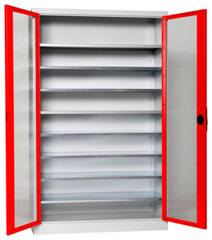 Flügeltürenschrank Lagerbox-FLGTRSHRNK-SICHTF-SLB-FB521-RAL3020 Verpackungsinhalt 1 Einheit