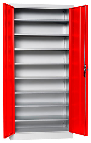 Flügeltürenschrank Lagerbox-FLGTRSHRNK-VOLLBL-SLB-FB522-RAL3020 Verpackungsinhalt 1 Einheit