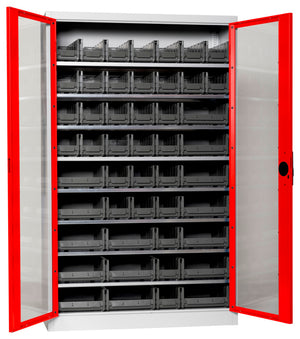 Flügeltürenschrank Lagerbox-FLGTRSHRNK-SICHTF-SLB-FB521-BOX-RAL3020 Verpackungsinhalt 1 Einheit