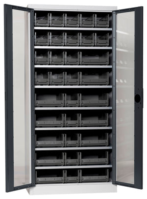 Flügeltürenschrank Lagerbox-FLGTRSHRNK-SICHTF-SLB-FB520-BOX-RAL7016 Verpackungsinhalt 1 Einheit