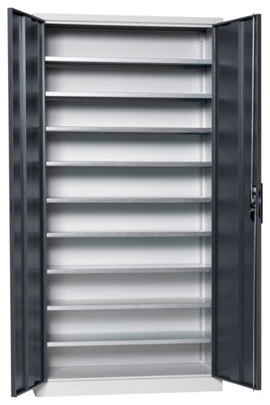 Flügeltürenschrank Lagerbox-FLGTRSHRNK-LGRBOX-SLB-FB415-RAL7016 Verpackungsinhalt 1 Einheit