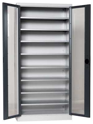 Flügeltürenschrank Lagerbox-FLGTRSHRNK-SICHTF-SLB-FB520-RAL7016 Verpackungsinhalt 1 Einheit