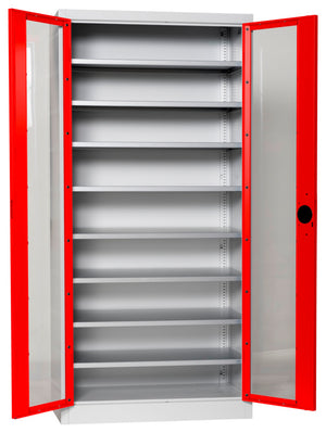 Flügeltürenschrank Lagerbox-FLGTRSHRNK-SICHTF-SLB-FB520-RAL3020 Verpackungsinhalt 1 Einheit