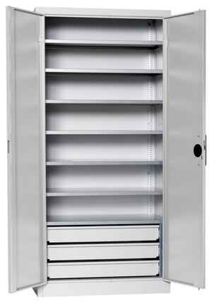 Flügeltürenschrank Lagerbox-FLGTRSHRNK-VOLLBL-SLB-FB522S-RAL7035 Verpackungsinhalt 1 Einheit