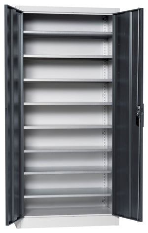 Flügeltürenschrank Lagerbox-FLGTRSHRNK-VOLLBL-SLB-FB522-RAL7016 Verpackungsinhalt 1 Einheit