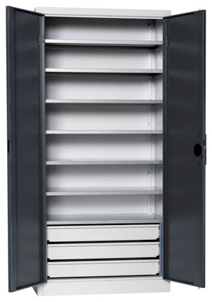 Flügeltürenschrank Lagerbox-FLGTRSHRNK-VOLLBL-SLB-FB522S-RAL7016 Verpackungsinhalt 1 Einheit