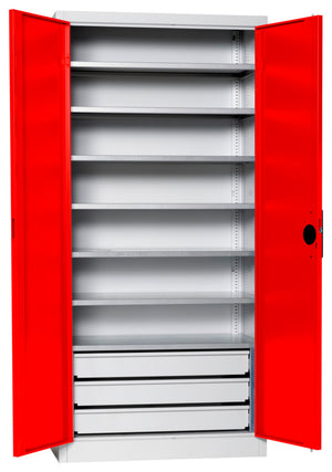 Flügeltürenschrank Lagerbox-FLGTRSHRNK-VOLLBL-SLB-FB522S-RAL3020 Verpackungsinhalt 1 Einheit