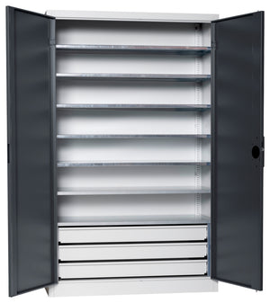 Flügeltürenschrank Lagerbox-FLGTRSHRNK-VOLLBL-SLB-FB523S-RAL7016 Verpackungsinhalt 1 Einheit