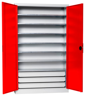 Flügeltürenschrank Lagerbox-FLGTRSHRNK-VOLLBL-SLB-FB523S-RAL3020 Verpackungsinhalt 1 Einheit