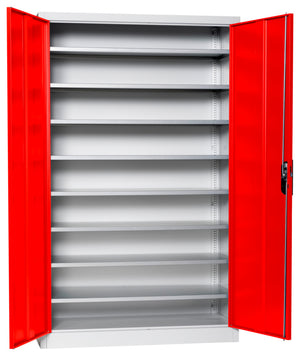 Flügeltürenschrank Lagerbox-FLGTRSHRNK-VOLLBL-SLB-FB523-RAL3020 Verpackungsinhalt 1 Einheit