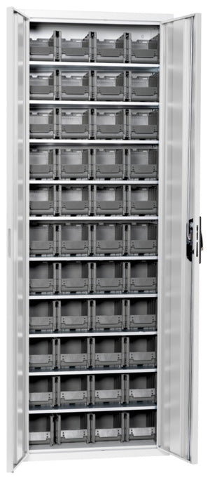 Flügeltürenschrank Lagerbox-FLGTRSHRNK-LGRBOX-SLB-FB315-BOX-RAL7035 Verpackungsinhalt 1 Einheit