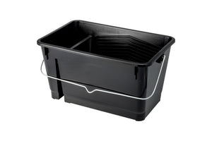 Blauer Farbeimer mit 12 Litern Fassungsvermögen und 270 mm Rollenbesenaufsatz.