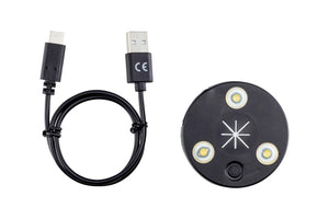 Kompakte Akku-LED-Arbeitsleuchte mit verstellbaren Helligkeitsstufen und Magnetbefestigung.