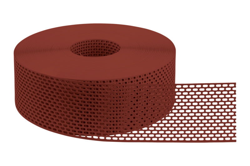 Lüftungsgitter in ziegelroter Farbe für Dachbelüftung mit robustem, wetterbeständigem Design.