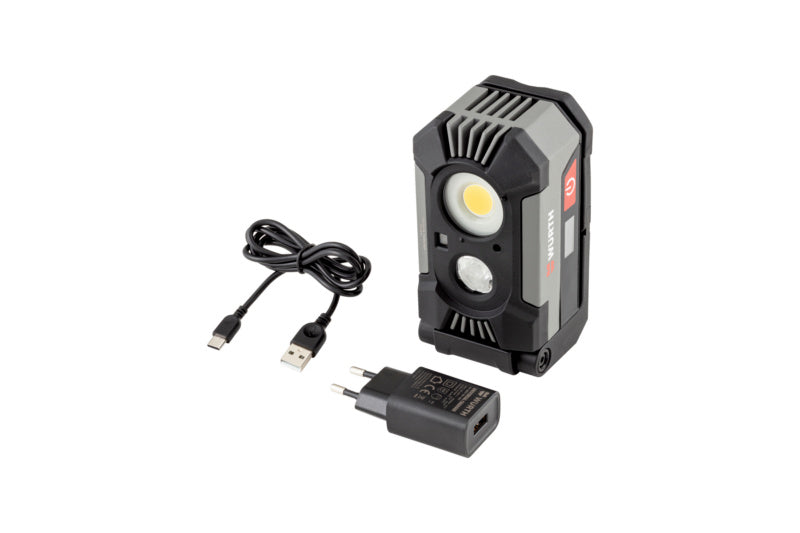Kompakte, kabellose Arbeitsleuchte mit leistungsstarken LEDs und flexiblem Design für vielseitige Nutzung.