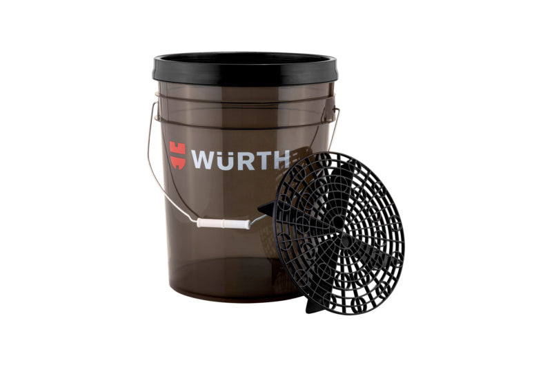 Kunststoff-Eimer mit passgenauem Siebeinsatz zum Filtern von Baustellenmaterialien und Farben.