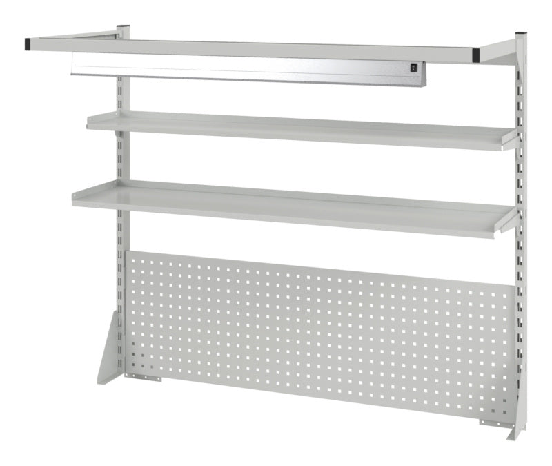 Aufbaurahmen-Werkbank-Set mit robustem Stahlrahmen und großzügiger Arbeitsfläche von 150 x 75 cm.