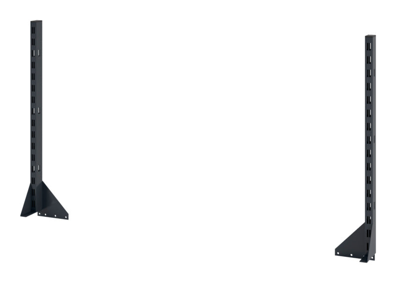 Robuste Aufbauelement-Werkbank in RAL 7016 mit integriertem Stauraum und großem Arbeitsbereich.