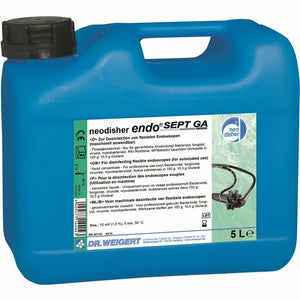 5L canister of Neodisher endo Sept GA cleaner and disinfectant for medical instruments.