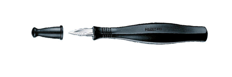 A DREIKANT-FNSCHABER 823 VP tool with a triangular blade and ergonomic handle.