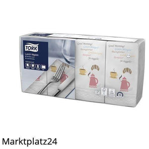 Tork Guten Morgen Lunchserviette Weiß, 33x33, 2lg, 1/8 Book Falz, 10x200 St. - Marktplatz24