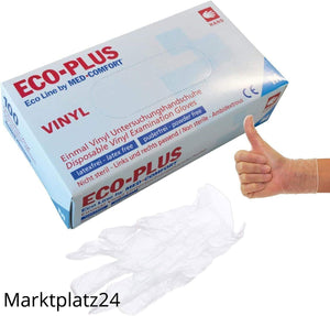 Eco-Plus Vinyl-Untersuchungshandschuhe, gepudert, Gr.L, unsteril, 100 St/Box - Marktplatz24