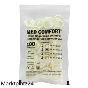 MED COMFORT Latex Fingerlinge, unsteril, gerollt, Gr.5, 100 St/Btl. - Marktplatz24