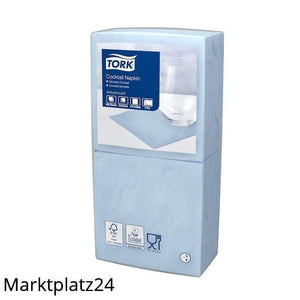 Tork Cocktailserviette,2lg, 24x24cm, hellblau, 1/4Falz, 12x200 St/Krt. - Marktplatz24