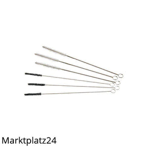 Düsenbürsten-Set, 6-teiliges Set, Edelstahldraht, Nylon 6.0, Länge 100mm, Ø0,15mm, Bürste Ø3/2,5mm, transp./ schwarz, hart, 1 St. - Marktplatz24