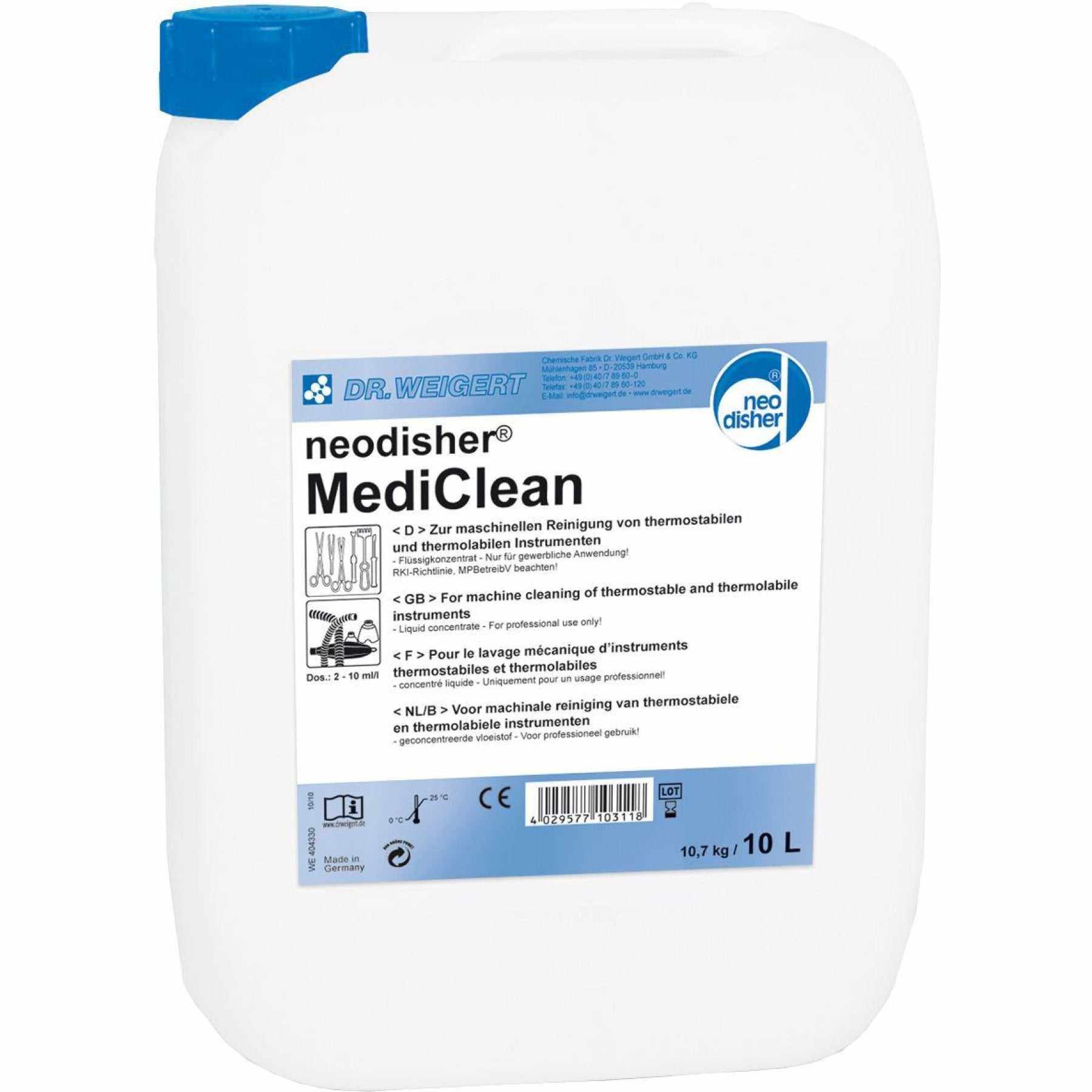 Neodisher MediClean medizinisches Reinigungsmittel 10L Kanister für Krankenhäuser und Pflegeeinrichtungen