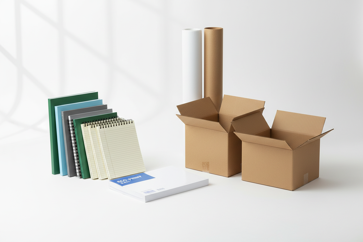 Papierwaren (z. B. Druckerpapier, Notizbücher, Haftnotizen)
