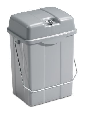 Abschließbare Chemiebox in Grau mit 12 Litern Fassungsvermögen und robustem Design.