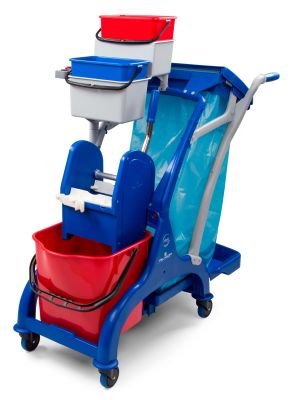 Kunststoffwagen mit 25 Litern Volumen, überdimensionale Griffe und leichtlaufende Räder.