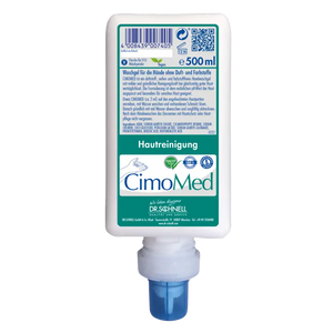 Transparente Cimomed 500ml Flasche für V10 Spender mit hygienischem Dosierdesign.