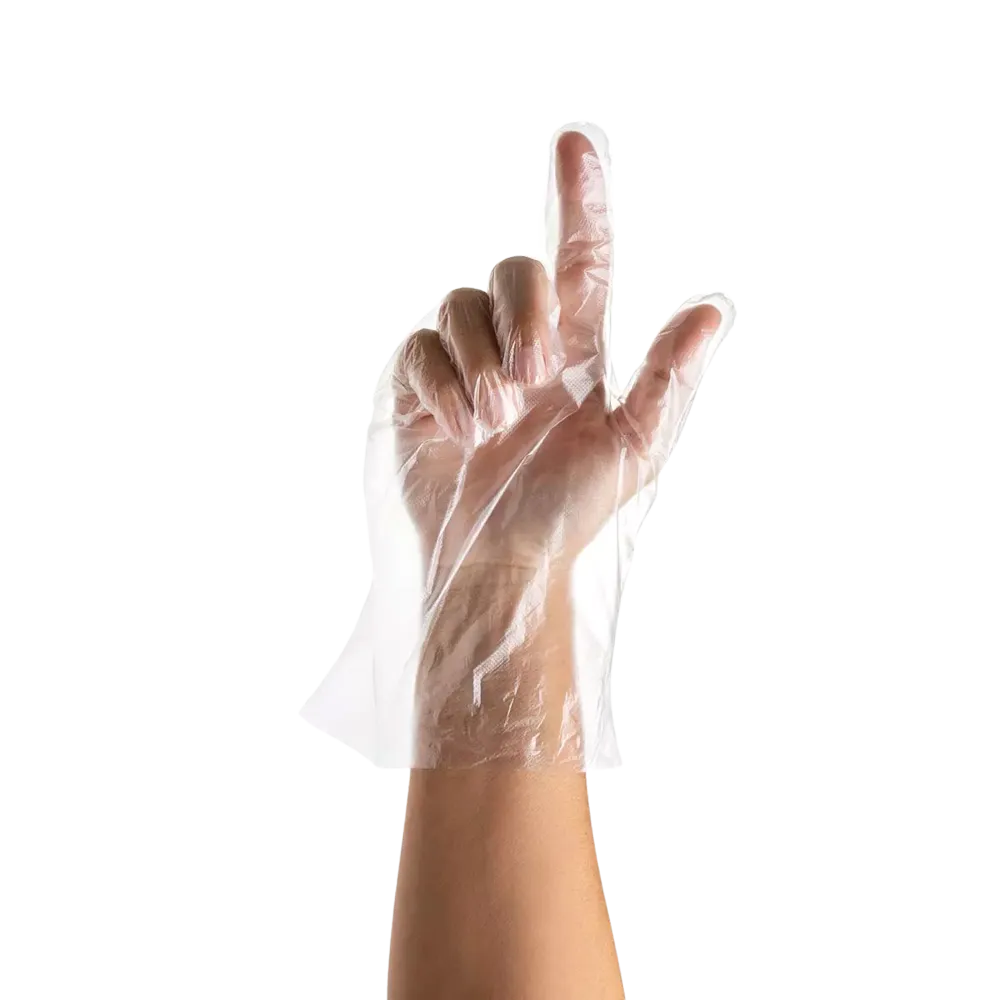 Medizinische Produkte -PE - Handschuhe, Einweghandschuh, transparent, Gr.L, gehämmert, für Herren, 100 St/Btl.