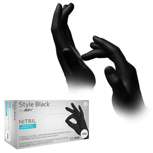 Medizinische Produkte -Nitril Handschuhe, Style Black, ungepudert, schwarz, Gr.XL, unsteril, 100 St/Box