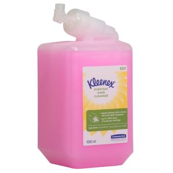 Kleenex Waschlotion, pink, 1 liter bottle with dispenser nozzle.