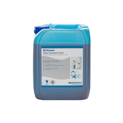 Ein 10 kg Kanister Brixomat Klarspüler für Gläser KS 307.