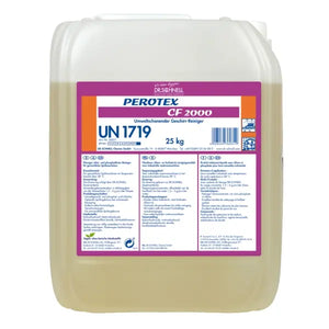 25kg Kanister mit Perotex CF 2000 Konzentrat, einem hochwirksamen Reiniger für Oberflächen.