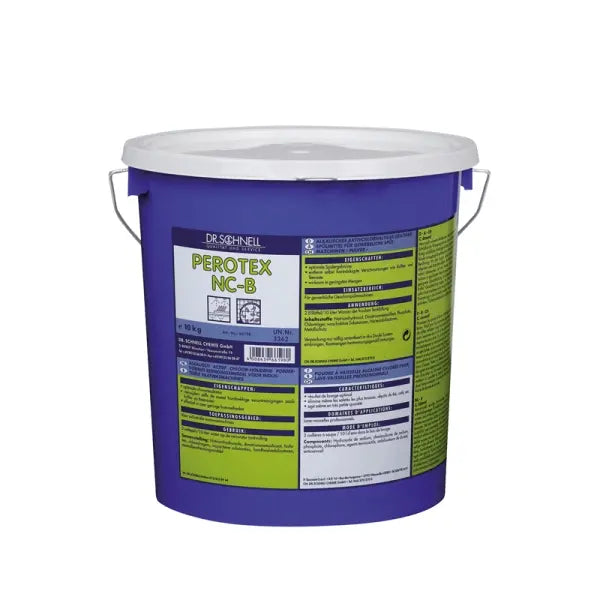 Perotex NC-B Pulver in einem 10kg Eimer zur Verfestigung und Konservierung von Oberflächen.