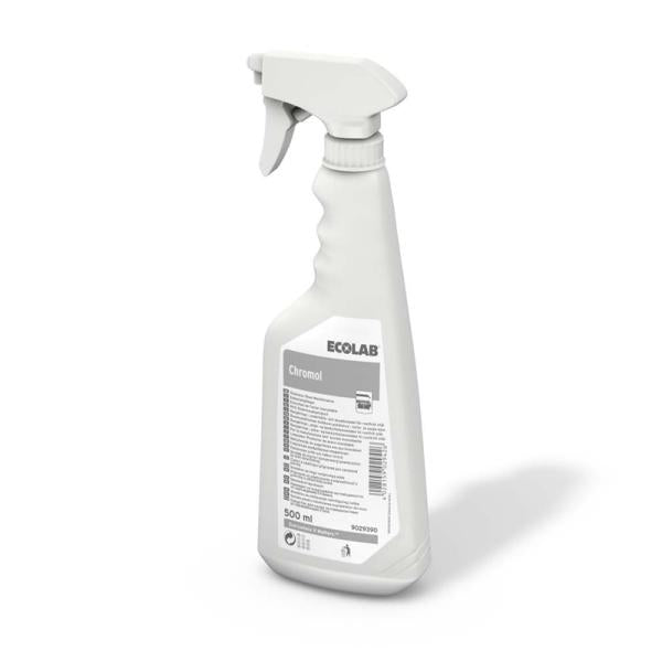 500ml Flasche CHROMOL Reinigungsmittel mit Sprühkopf für Glas und glatte Oberflächen.