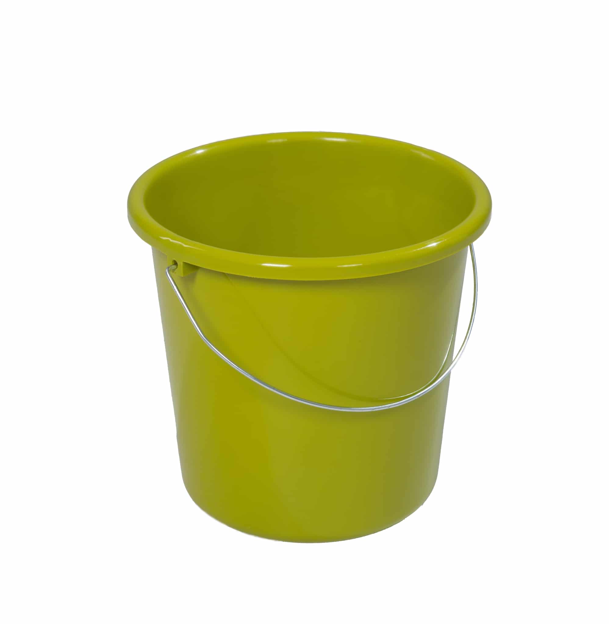 5-liter household bucket in kiwi green with ergonomic handles and a wide opening.