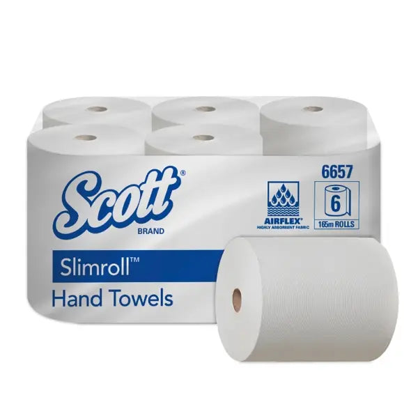 Scott Slimroll Handtücher, 6 Rollen, 1-lagig, weiß