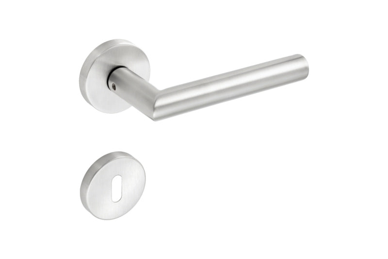 Edelstahl-Türdrücker TD-A2-A105-ROS mit ergonomischem Design für Wohn- und Privatbereiche.