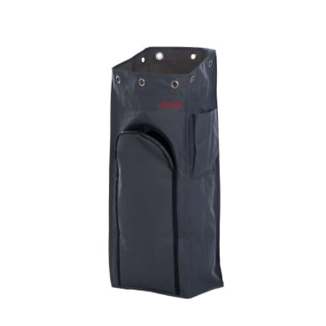 Dunkelgraue Müllsackverkleidung mit 70L Volumen und Außentasche.